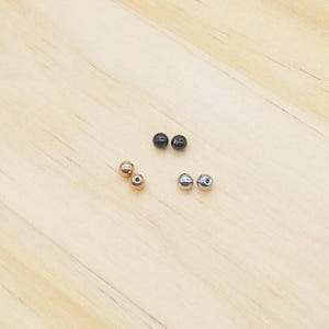 2 Replacement Spare Stainless Steel Earring Screw Backs Balls 4mm 16g/1.2mm Black Rose Gold Silver J410A