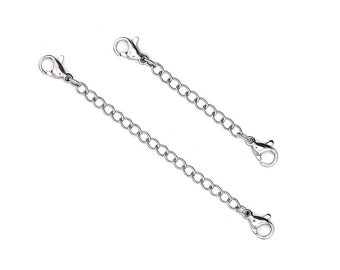 3 Silver Stainless Steel Curb Double Ended Extender Chains Jewellery Making 75|100mm F607