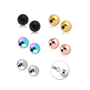 Easy to Tighten Screw Ball Back for Piercing, Replacement Ball End for 16G, Surgical Steel Spare Screw Ball Back