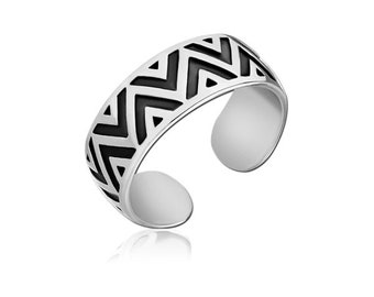 Zigzag Silver Stainless Steel Toe Ring Jewellery Foot Beach 15mm J309