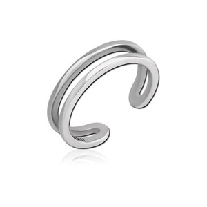 Double Lines Silver Stainless Steel Toe Ring Jewellery Foot Beach 15mm J301