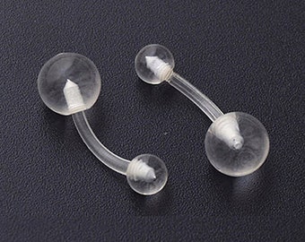 2 Clear Acrylic Flexible Round Ball Belly Bar Retainers Pregnancy Piercing 10mm 1.6mm/14g J704