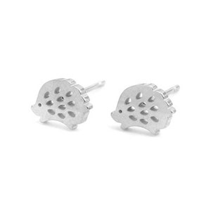 Hedgehog Silver Stainless Steel Earring Ear Studs Butterfly Push Back Jewellery 9mm x 6mm J435