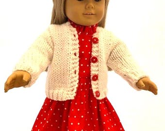Red dot sundress sweater set that fits 18 in dolls