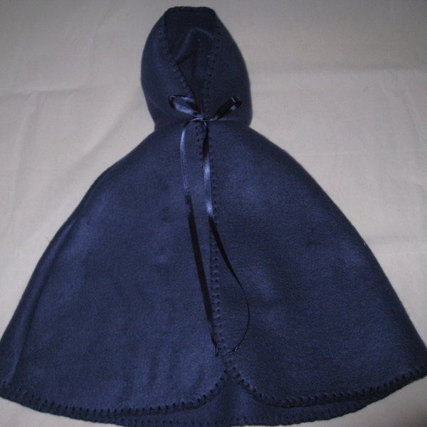 Navy blue fleece cape to fit 18" American Girl dolls