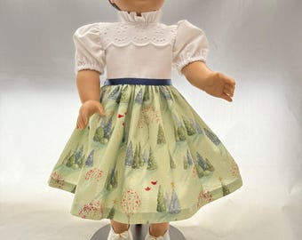 Short sleeve holiday dress to fit 18 inch dolls
