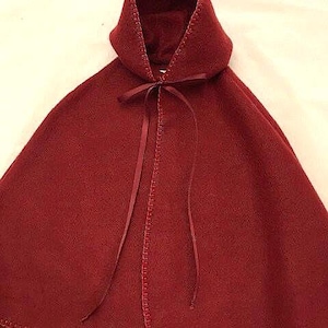 Dark red fleece cape to fit 18 inch dolls