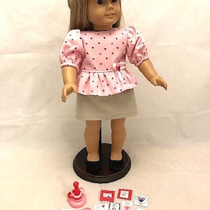 Valentine&#39;s Day skirt set that fits 18&quot; American Girl Dolls