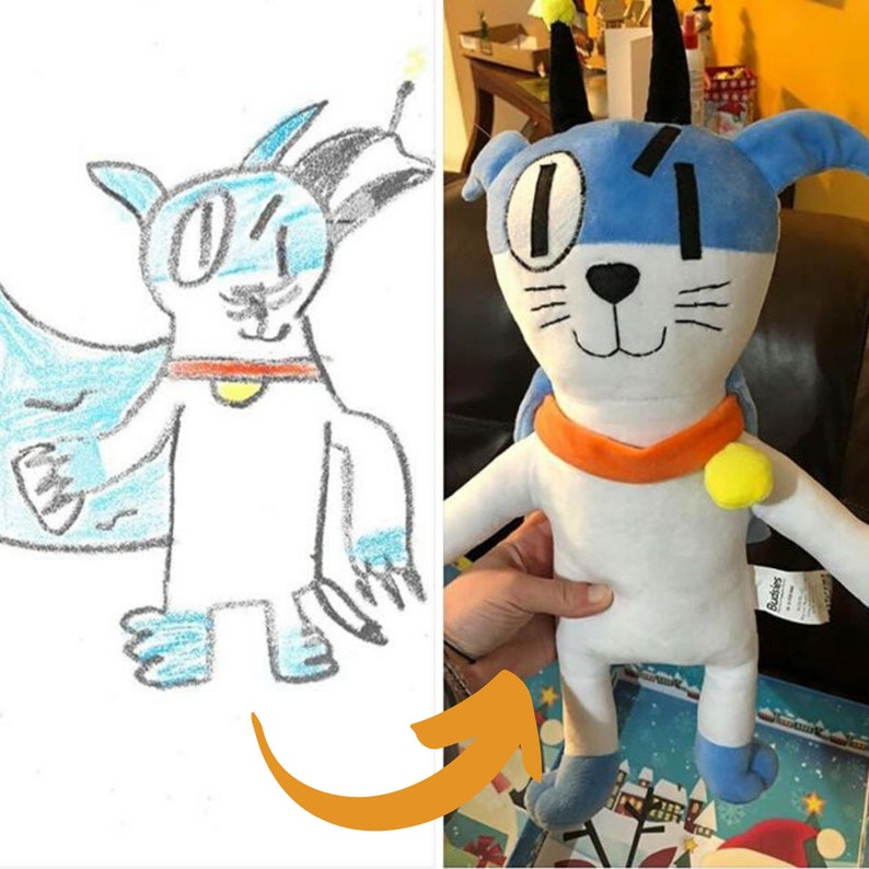 Custom Plush from Drawing, custom plush from photo,plush from art, art to stuffed animal,kids drawings, plush doll replica, pokemon inspired image 7