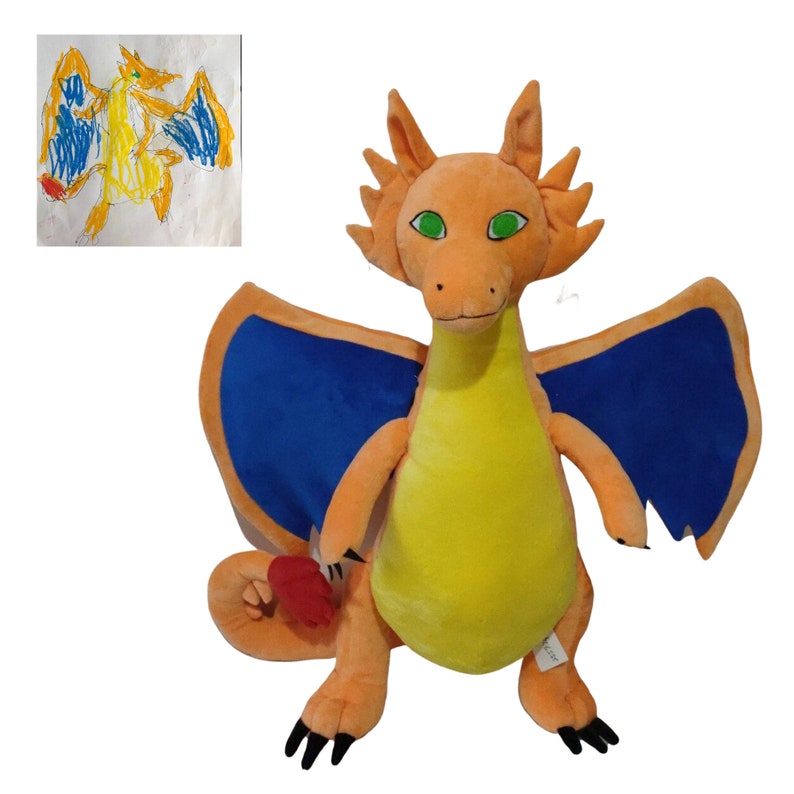 Custom Plush from Drawing, custom plush from photo,plush from art, art to stuffed animal,kids drawings, plush doll replica, pokemon inspired image 4