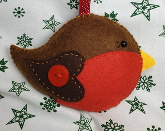 Handmade little robin red breast Christmas hanging tree decoration