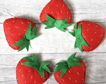 Handmade Strawberry bunting / garland, summer decoration