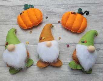 Autumn and pumpkin gonk, gnome, felt garland, bunting, handmade hanging decoration