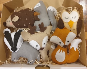 Handmade autumn felt woodland animal nursery bunting / garland