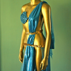 Color Choice Custom SEA NYMPH COSTUME Halloween Grecian Ocean Goddess Siren Greek Roman Sexy Handmade Shimmer Fantasy Sequin Glitter Scaled