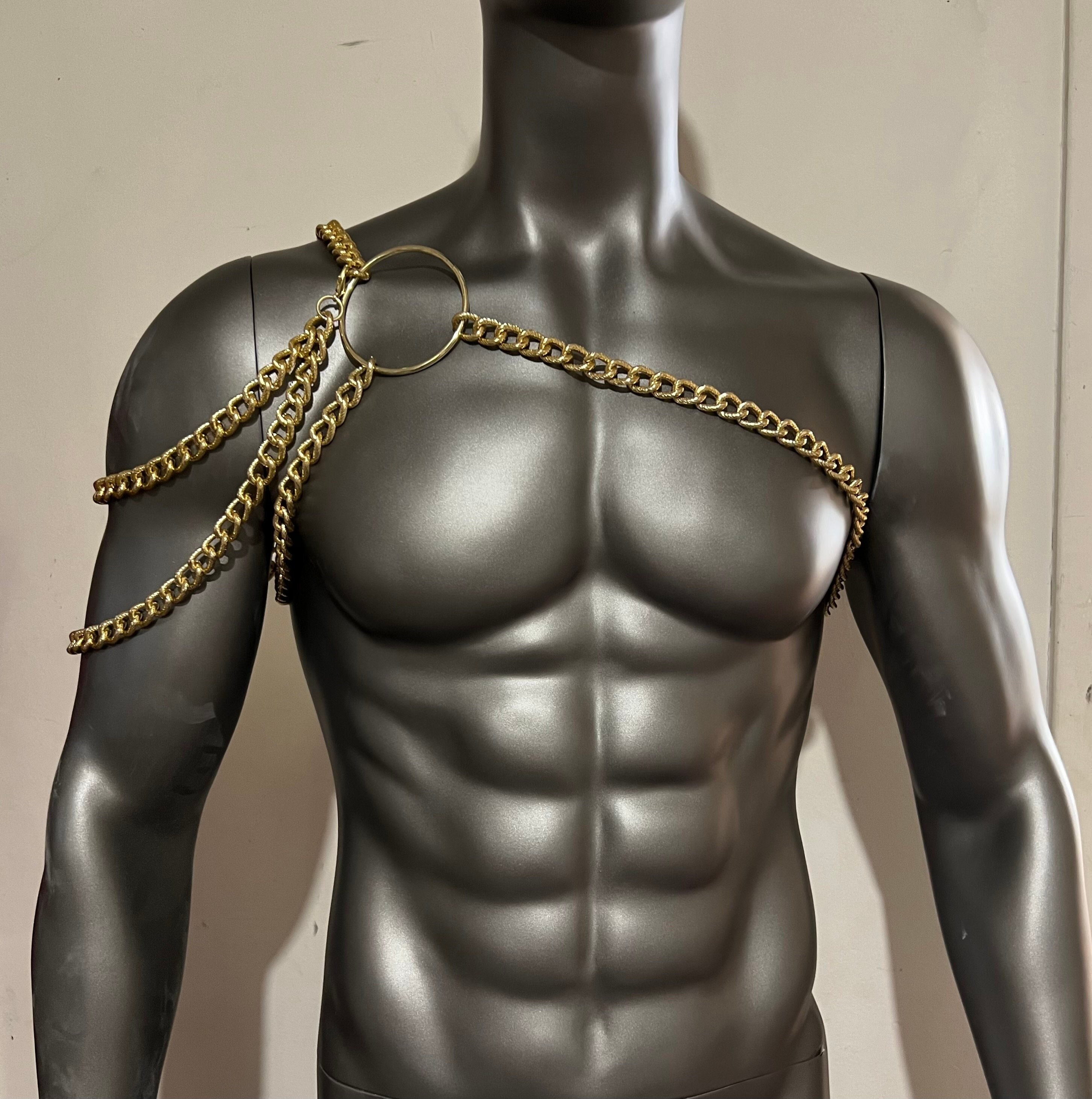 Harness Men, Men's Chain Leather Chest Harness, Men's Lingerie, Sexy M