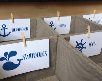 Sailor Nursery Drawer Labels, Dresser Drawer Labels, Baby Labels, Organization, Baby Boy, Baby Shower Gift, Anchor Theme