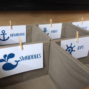 Sailor Nursery Drawer Labels, Dresser Drawer Labels, Baby Labels, Organization, Baby Boy, Baby Shower Gift, Anchor Theme