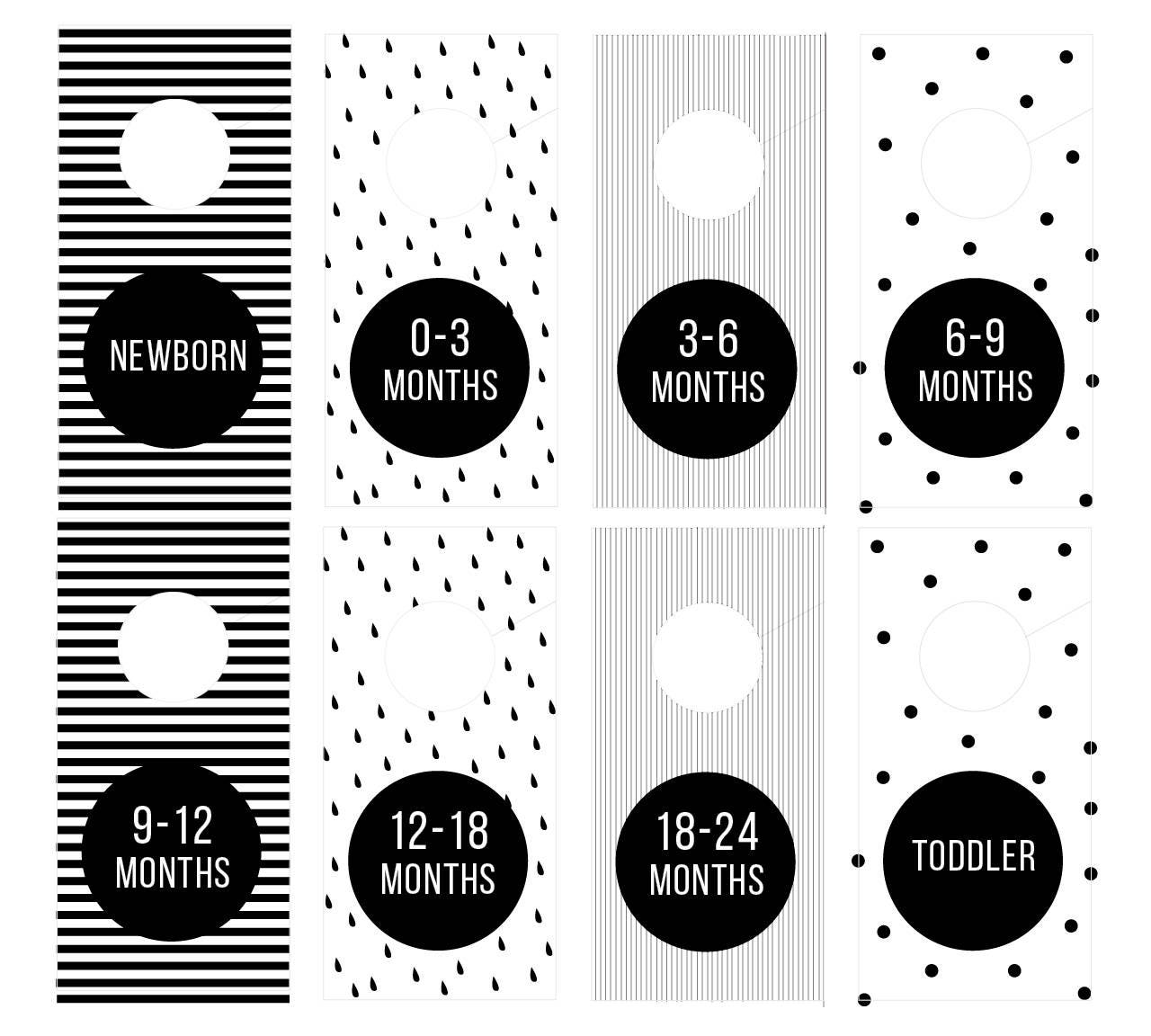 Printable Closet Dividers, Black and White, Nursery, Baby Room Decor, Modern Baby, Baby Shower Gift, Baby Boy, Baby Girl, Organization - Etsy printable-closet-dividers-black-and-white-nursery-baby-room-decor-modern-baby-baby-shower-gift-baby-boy-baby-girl-organization-etsy