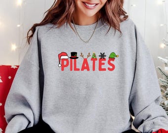 Sudadera navideña de pilates, camiseta navideña de pilates, regalo navideño de pilates, jersey de cuello redondo de pilates, pilates de vacaciones, Navidad, ella, regalo