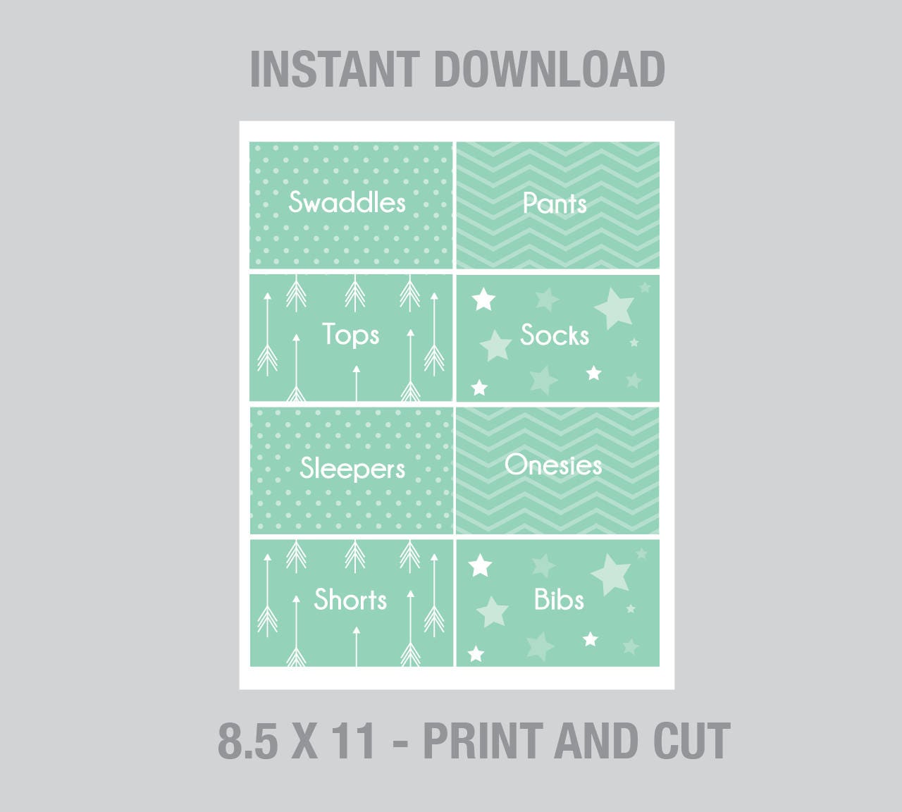 COMBO PACK - Sea Foam Mint Green Closet Dividers and Drawer Labels ...