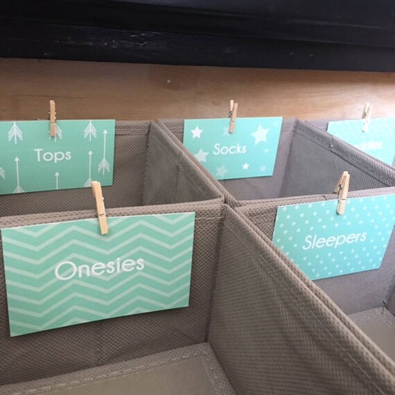 Nursery Drawer Labels Dresser Drawer Labels Sea Foam Mint Etsy