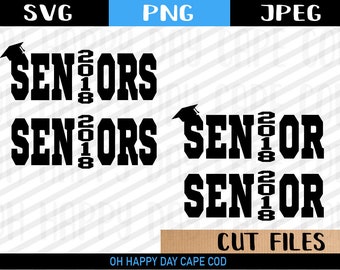 Graduazione di Clip Art Senior 2018 SVG laurea cappello laurea Cap SVG graduazione vettoriale classe del 2018 graduazione decalcomanie per t-shirt