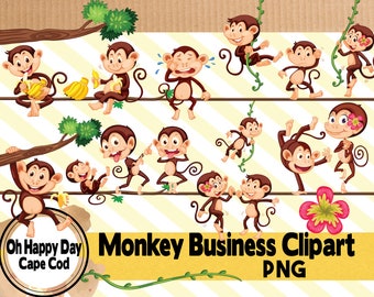 Monkey Clipart Not My Monkeys Monkey Business Clip Art Monkeying Around Instant Download for Monkey Mug Stickers Tshirt Graphics Invitation
