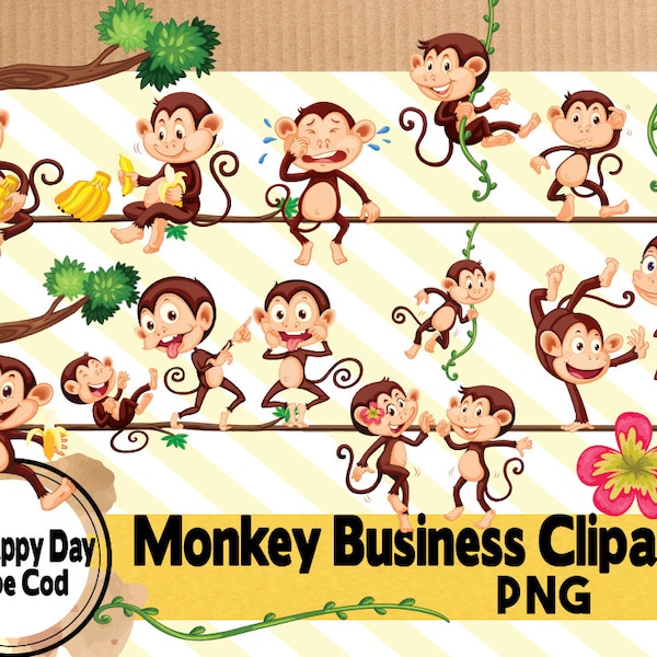 Monkey Clipart Not My Monkeys Monkey Business Clip Art Monkeying Around Instant Download for Monkey Mug Stickers Tshirt Graphics Invitation