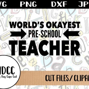 SVG de retour à l’école préscolaire Vector PNG DXF professeur Template pour Cricut Silhouette mondes Okayest professeur Merci appréciation du fichier