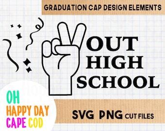 Peace Out High School Graduation Clip Art Grad Cap decorazione laurea tappi Decor PNG SVG tagliare file Cap Gown Decor personalizzato personalizzato Cap