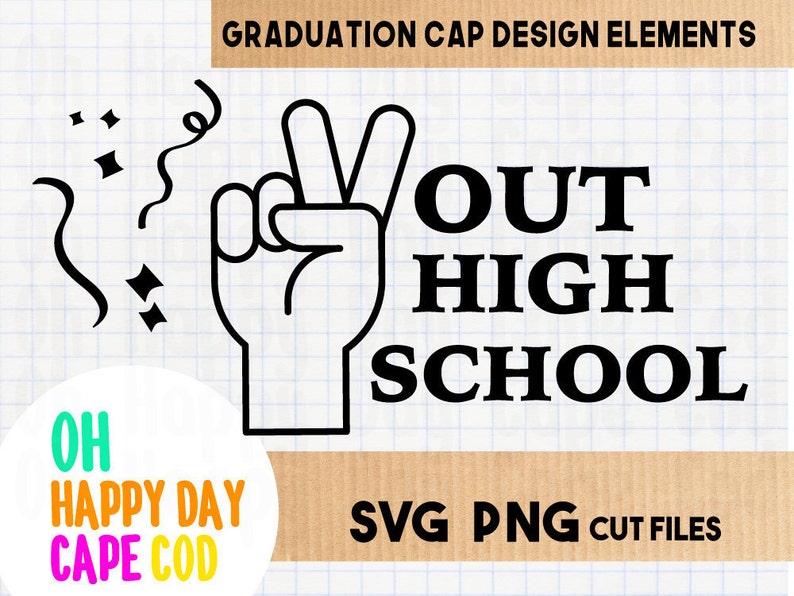Peace Out High School Graduation Clip Art Grad Cap Decoration Etsy