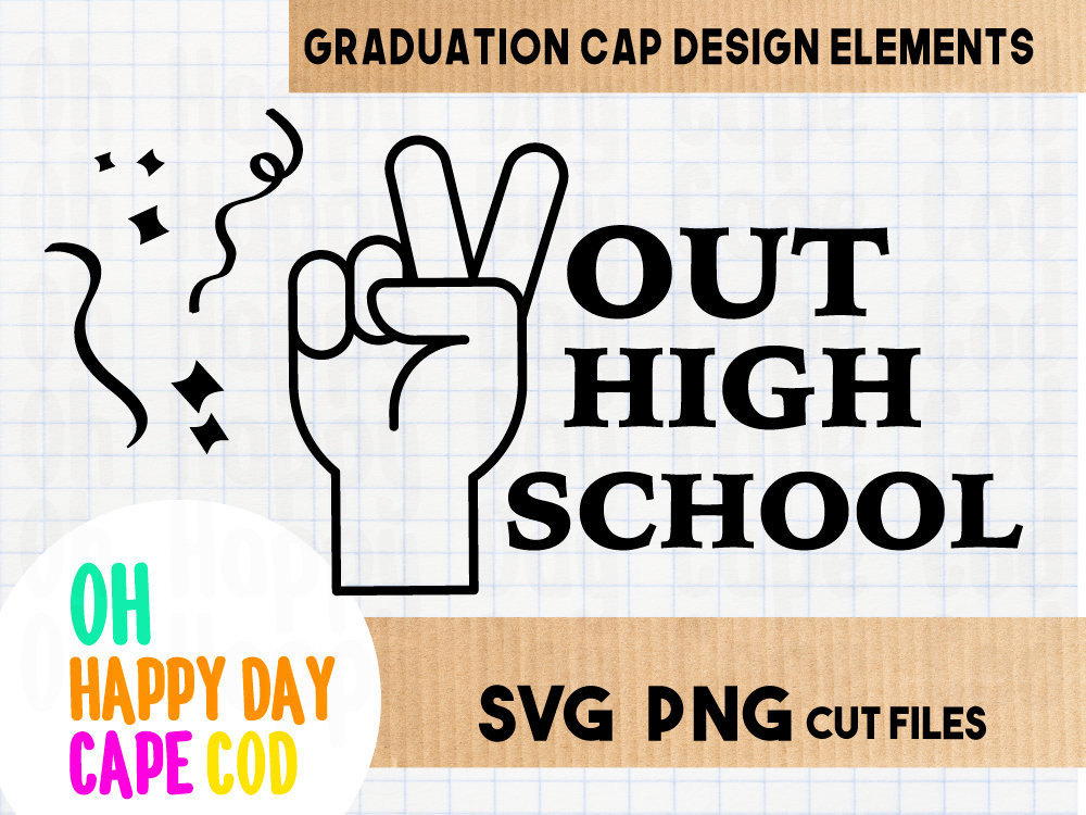 Download Peace Out High School Graduation Clip Art Grad Cap Decoration Etsy
