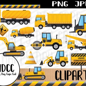 Bouwplaats Clipart werk onder bouwstreek tekenen Tools bouw thema kinderen verjaardag afdrukbare partij decoratie PNG JPEG bestand