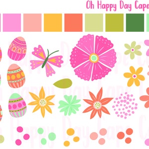 Spring Clip Art Flower Butterfly Clipart Springtime Wildflower Girly Clipart for Invitation Design Planner Stickers Digital Download