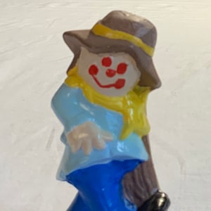 Vintage Hand Painted Ceramic Scarecrow Fall Autumn Harvest Decor 5” x 3” 1980’s
