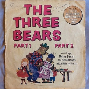 The Three Bears Part I and Part II circa 1960's Vintage Vinyl Record
