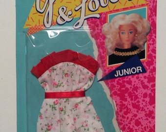 Vintage Young & Lovely Junior Strapless Sun Dress and Red High Heels by Shillman Fits Barbie and other 11 1/2" dolls new in package 1989