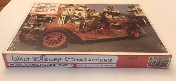 Walt Disney Characters Interlocking Picture Puzzle Fire Engine Fun Featuring Donald Duck and Chip and Dale By Jaymar New In Sealed Plastic