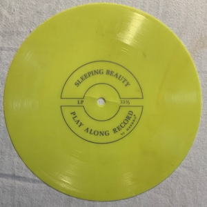 Sleeping Beauty Play Along Record LP 33 1/3 RPM 7” Yellow Flexible Record By Hasbro