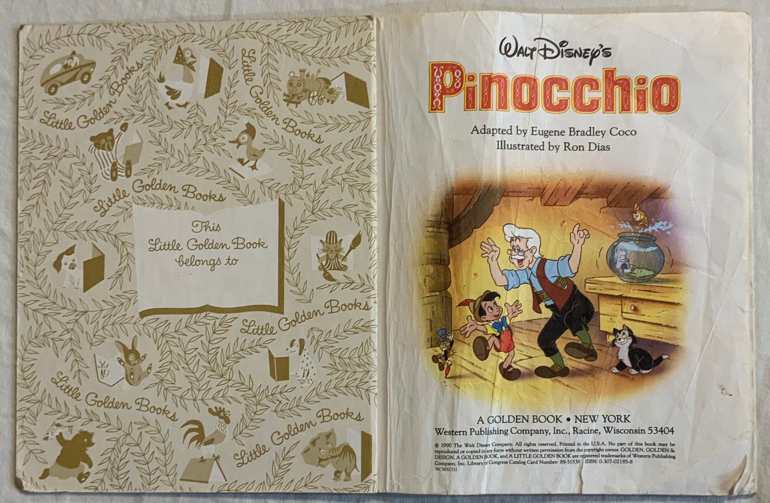 Walt Disney's Pinocchio Adapted by Eugene Bradley Coco Illustrated