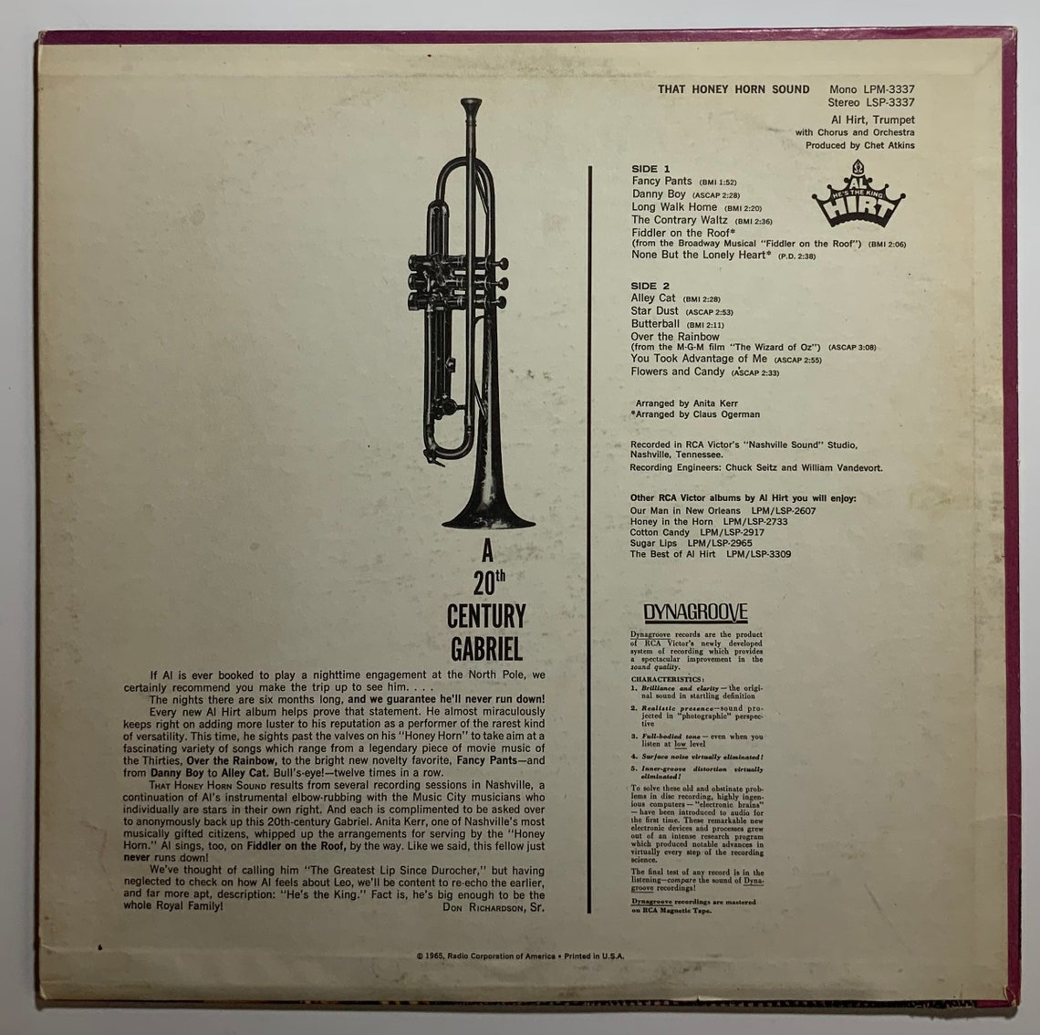 Al Hirt hes the King That Honey Horn Sound Vintage Vinyl Etsy