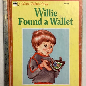 Willie encontrou uma carteira por Mary Beth Markham ilustrado por Lilian Obligado Vintage Little Golden Book 1984