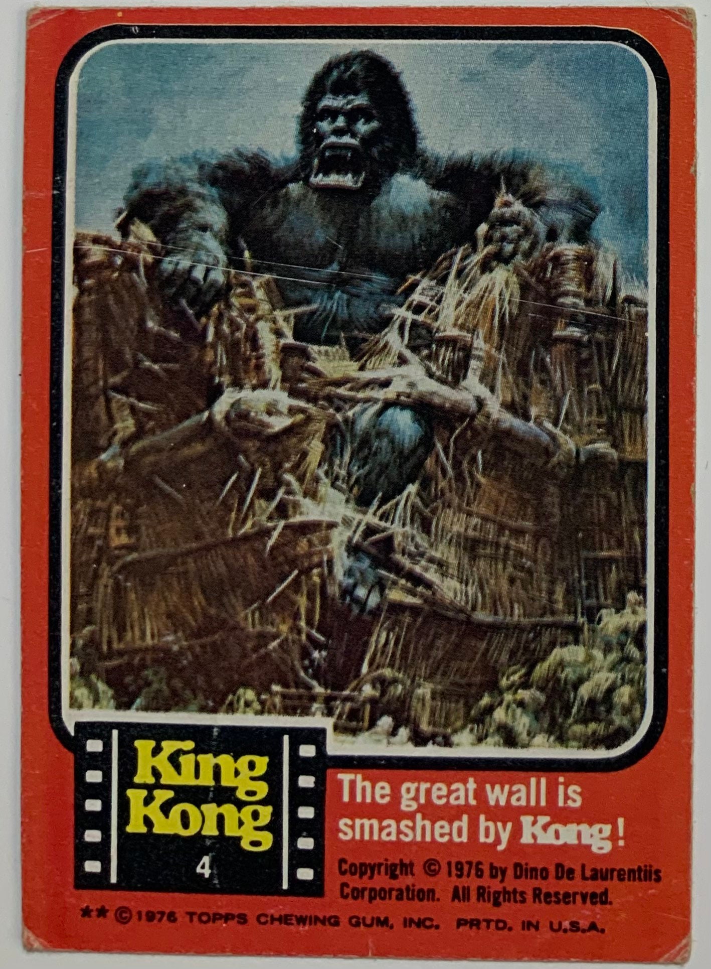King Kong Movie Trading Cards- 4 Cards Topps Chewing Gum Company
