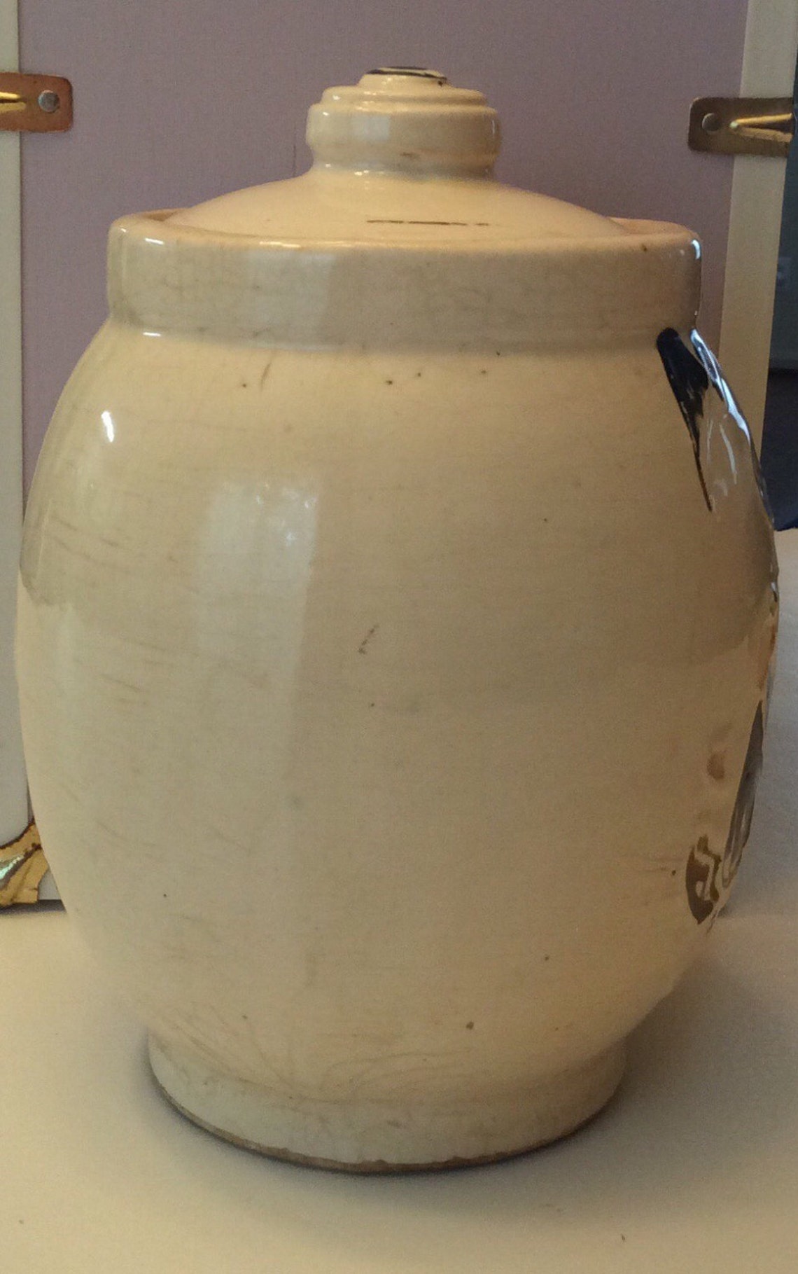 Vintage McCoy Cookie Jar Crock Stoneware Kitchen Decor Barrel Etsy