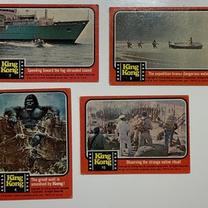 Cartas colecionáveis do filme King Kong - 4 cartas Topps Chewing Gum Company 1976