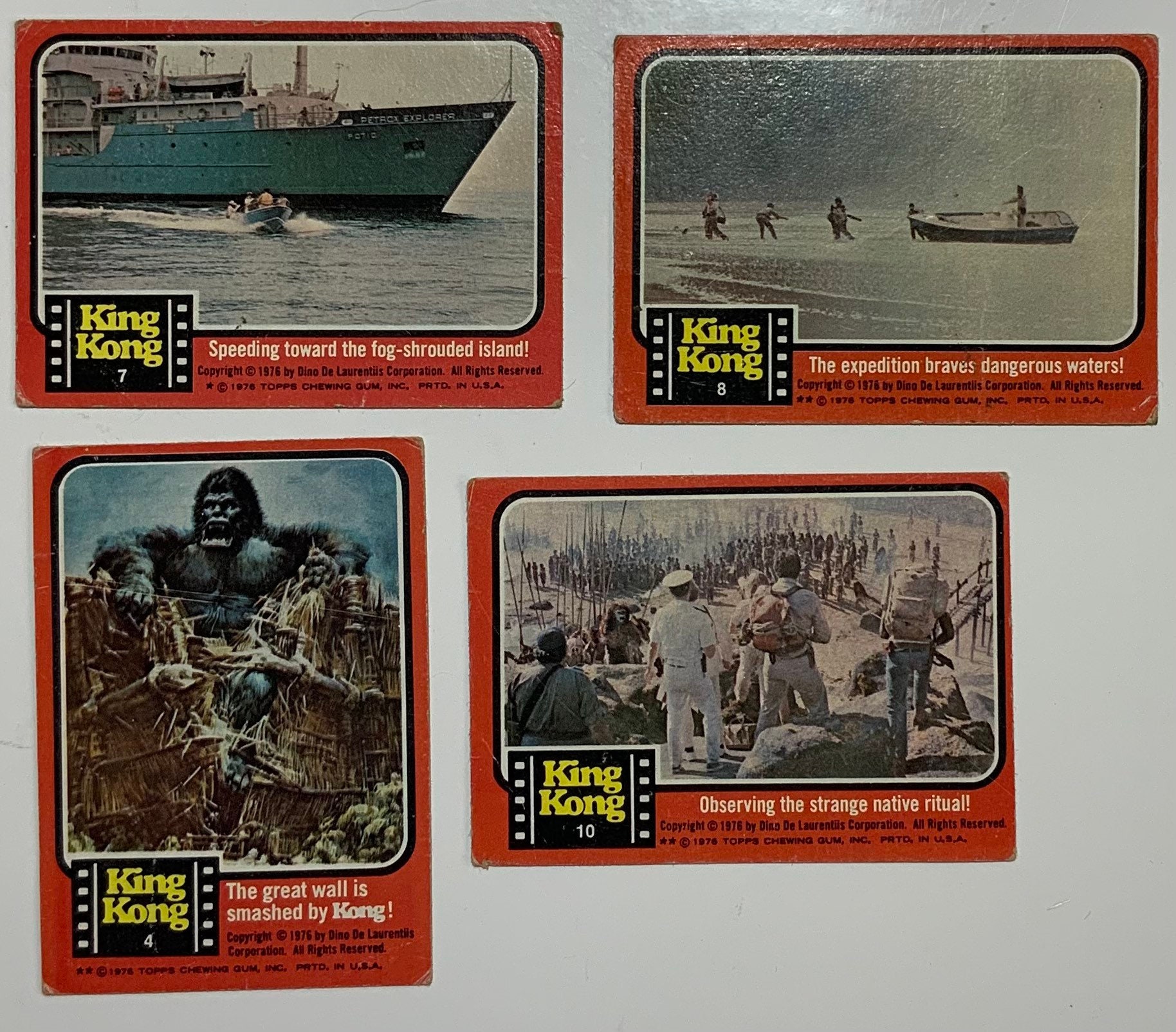 King Kong Movie Trading Cards- 4 Cards Topps Chewing Gum