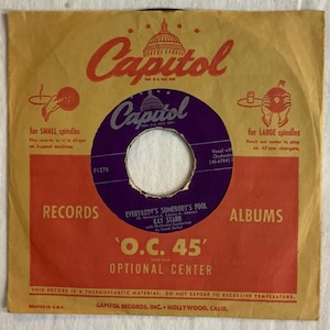 Kay Starr med orkester dirigerad av Frank DeVol Everybody’s Somebody’s Fool och Oh Babe Vintage vinylskiva Album 45 1950
