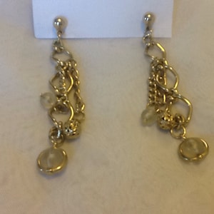 Gold Finish Dangle Vintage Earrings