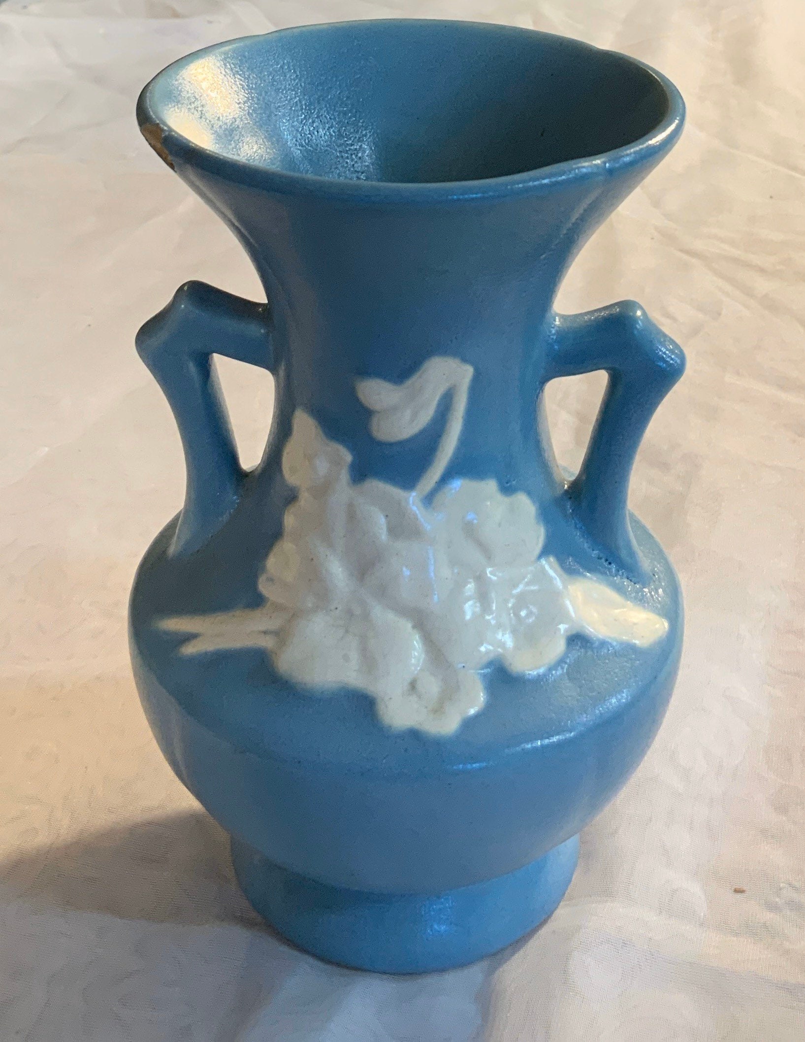 Double Handled Blue Cameo Weller Pottery Vase Posies 1930s | Etsy